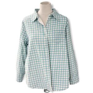 American Sweetheart Vintage Plaid Button Up Shirt Blue/White Womens Size L